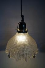 vintage antiek holophane hanglamp glas ribbel stof snoer g, Gebruikt, Ophalen of Verzenden, Kunststof, Vintage antiek