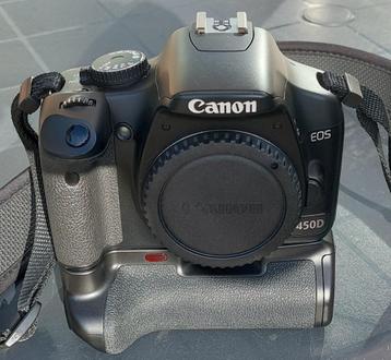 Canon 450D Spiegel reflex Body met Battery-grip, accu's beschikbaar voor biedingen
