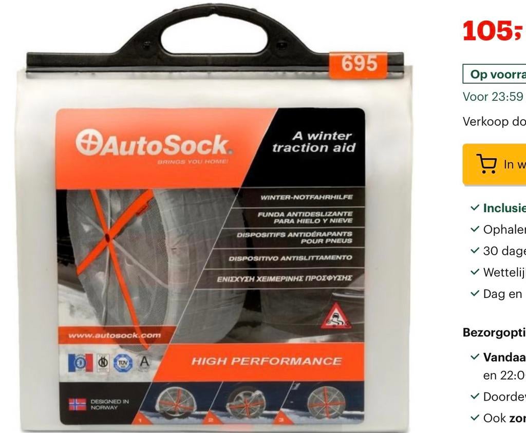 2! sets sneeuwkettingen snowsocks van AutoSock, Auto diversen, Sneeuwkettingen, Ophalen of Verzenden, Nieuw