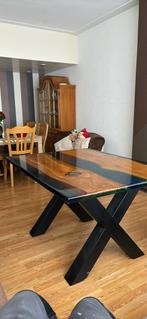 Epoxy - Eiken Tafel te verkoop, Huis en Inrichting, Tafels | Eettafels, Zo goed als nieuw, 150 tot 200 cm, Modern, Vier personen