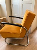 Dykmeyer De Zwaan Buisframe stoel Chroom frame RIBSTOF, Huis en Inrichting, Fauteuils, Ophalen, Gebruikt, 75 tot 100 cm, Metaal