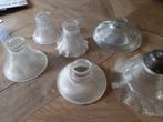 Zes antieke Holophane lampenkapjes / kapjes geribbeld glas, Antiek en Kunst, Antiek | Lampen, Ophalen of Verzenden