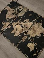 Map of the World vintage zwart beige drieluik 3 wandborden, Huis en Inrichting, Ophalen of Verzenden, Zo goed als nieuw