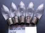 5 res. lampjes Philips 14v 3w geribd helder Kerstverlichting, Diversen, Kerst, Ophalen of Verzenden, Nieuw