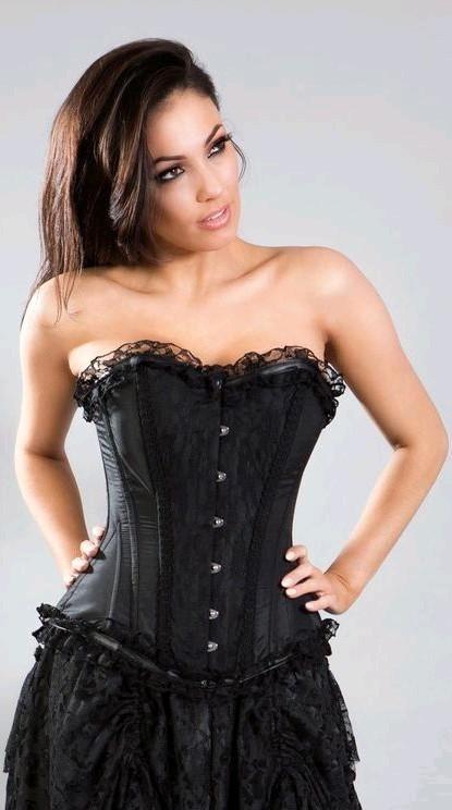 Zwart corset korset met kant. XL-XXL- XXXL 42 44 46, Kleding | Dames, Ondergoed en Lingerie, Body of Korset, Zwart, Ophalen