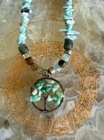 Levensboom hanger met Larimar en Aquatine Calciet, Ophalen of Verzenden