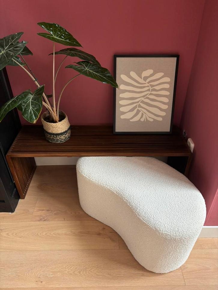 Mangohouten zitbankje 2pers, Huis en Inrichting, Banken | Voetenbanken en Poefen, Zo goed als nieuw, Minder dan 50 cm, 125 cm of meer