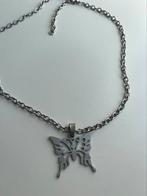 Zilverkleurig ketting vlinder, Kunststof, Verstelbaar, Nieuw, Ophalen of Verzenden