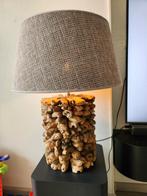 Houten Lamp met Taupe Kap, Ophalen, Hout, Minder dan 100 cm, Landelijk