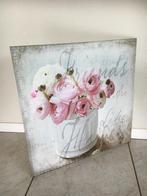 schilderij wanddecoratie canvas doek pioenrozen 50x50 cm, Ophalen of Verzenden, Zo goed als nieuw