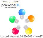 LED Kogellamp Ø45 - 1W E27, 5 Kleuren Set (Prikkabel lampen), Huis en Inrichting, Lampen | Losse lampen, Led-lamp, Minder dan 30 watt