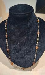 Art deco ketting kunststof amberkleurig en vergulde links, Verzenden, Overige materialen, Ketting, Verguld