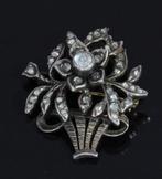 Giardinetti antieke diamanten 14k gouden broche zilver uniek, Verzenden, Goud, Broche, Met edelsteen
