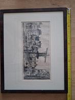 Oude Prent Rotterdam met Molen, Antiek en Kunst, Kunst | Etsen en Gravures, Ophalen of Verzenden