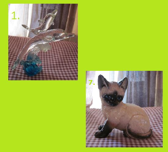 pakket 8 spullen doos deco retro kat lp boek art dolfijn cat, Ophalen of Verzenden, Gebruikt