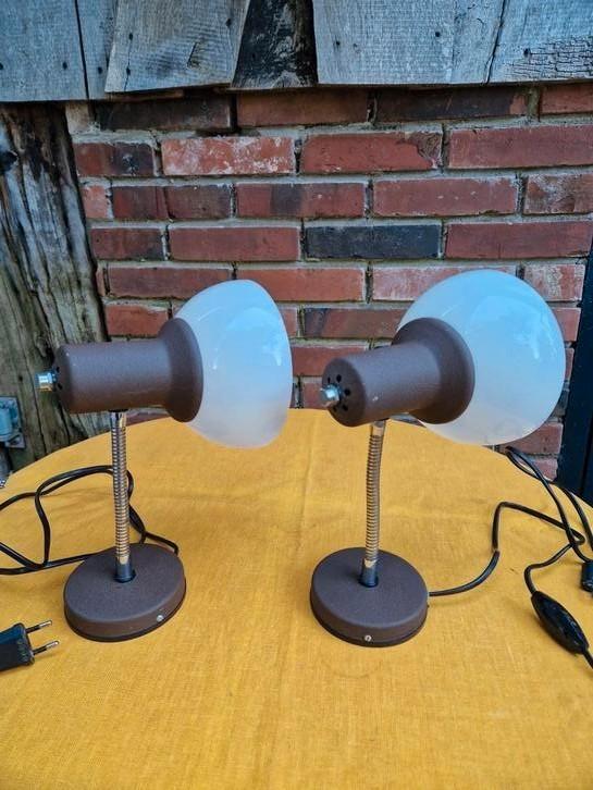 2 x Herda design wandlamp retro mushroom bedlamp, Huis en Inrichting, Lampen | Wandlampen, Gebruikt, Kunststof, Metaal, Ophalen of Verzenden