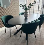 Eettafel met 4 groene stoelen, Ophalen, 50 tot 100 cm, Zo goed als nieuw, Vier personen