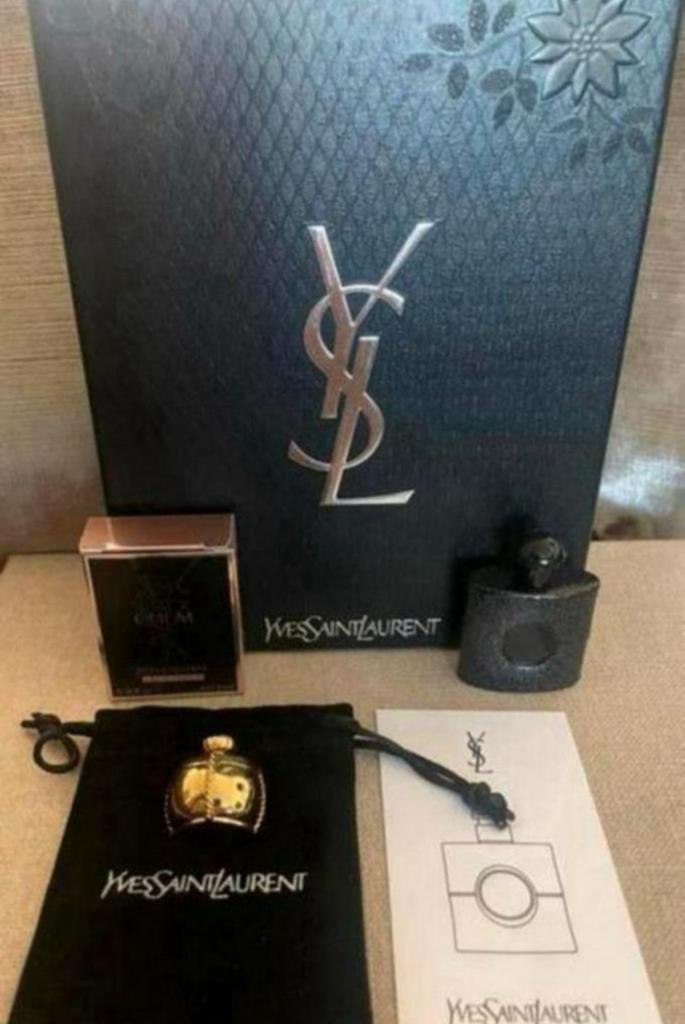 Authentieke goudkleurige YSL broche & Black Opium edp + doos, Verzamelen, Parfumverzamelingen, Nieuw, Miniatuur, Gevuld, Ophalen of Verzenden