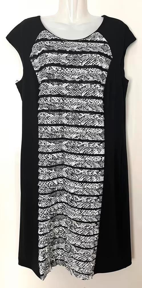 Hermann Lange jurk maat 46[v], Kleding | Dames, Jurken, Zo goed als nieuw, Maat 46/48 (XL) of groter, Zwart, Knielengte, Ophalen of Verzenden