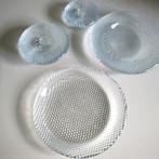 Scandinavische glazen set van kandelaars  en schaaltje, Ophalen of Verzenden, Zo goed als nieuw, Overige materialen, Minder dan 25 cm