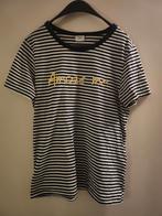 Blauw/wit gestreept t-shirt met tekst Amaze me, maat 38, Maat 38/40 (M), Blauw, Ophalen of Verzenden, Zo goed als nieuw