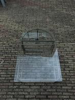 Glazen salontafel met metalen frame, Ophalen, 100 tot 150 cm, 50 tot 100 cm, Minder dan 50 cm