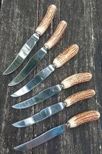 Vintage 6-delige gewei steakmessen vleesmes , Ophalen of Verzenden