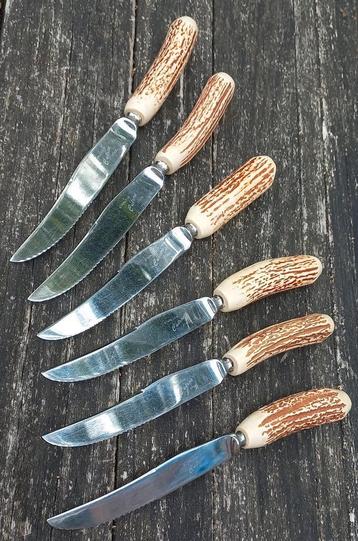 Vintage 6-delige gewei steakmessen vleesmes  beschikbaar voor biedingen