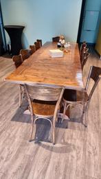 Grote eettafel 100x300cm + 12 stoelen, Huis en Inrichting, Ophalen, Gebruikt, Landelijk, 8 stoelen of meer