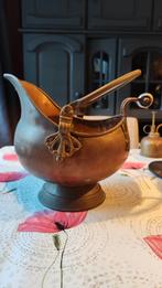 Antieke koperen kolenkit/kolen emmer/ bloembak Delfts blauw, Ophalen of Verzenden, Koper