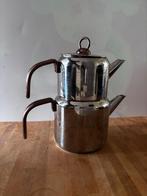Traditionele dubbele theepot (Turkse stijl), Overige typen, Ophalen of Verzenden, Zo goed als nieuw, Rvs