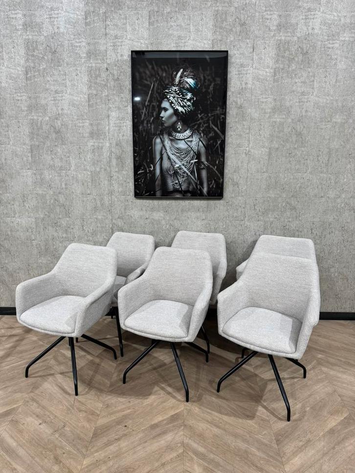 Set van 6 eetkamerstoel Ortana crème teddy bouclé *nieuw, Huis en Inrichting, Stoelen, Nieuw, Vijf, Zes of meer stoelen, Stof