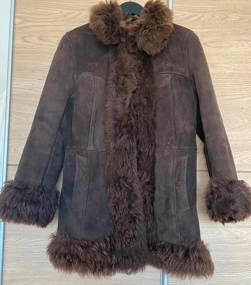 Donkerbruine echt leren dames winterjas mt M, nieuwstaat, Kleding | Dames, Jassen | Winter, Zo goed als nieuw, Maat 38/40 (M)