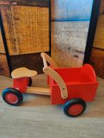 Rode houten loopfiets met bak, Kinderen en Baby's, Speelgoed | Buiten | Voertuigen en Loopfietsen, Ophalen