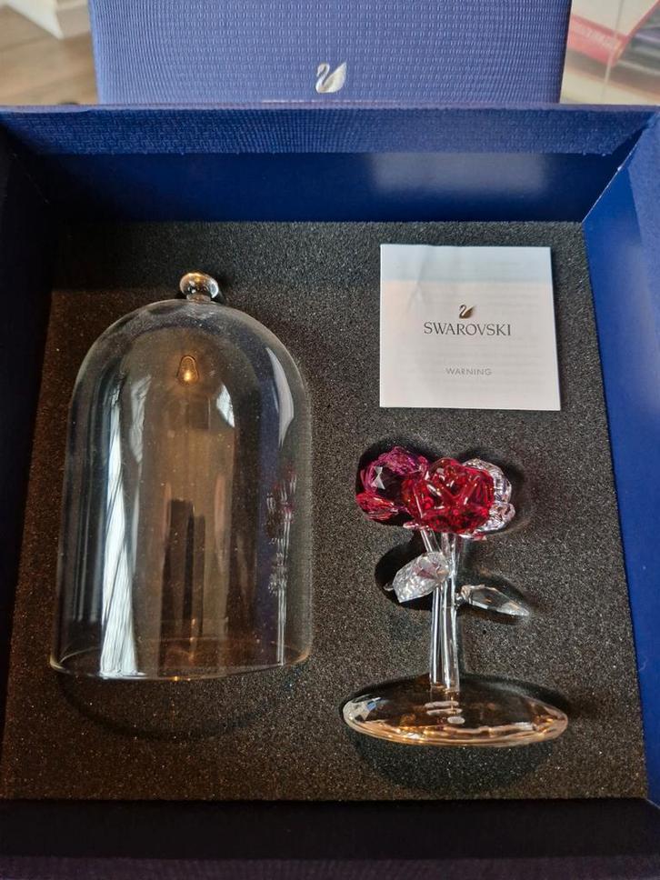 Swarovski Roos onder stolp - Nieuwstaat, Verzamelen, Swarovski, Zo goed als nieuw, Huisaccessoire, Ophalen of Verzenden