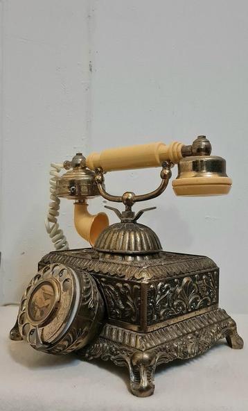 Art Deco telefoon messing oude telefoon met draaischijf
