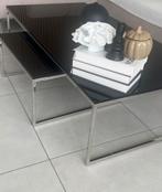 2-delige salon tafel in het zwart glas, Ophalen, Gebruikt, 100 tot 150 cm, 50 tot 75 cm