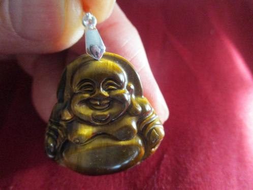 Happy Boeddha (Poe-Tai Ho-Shang) kettinghanger - Tijgeroog, Sieraden, Tassen en Uiterlijk, Kettingen, Nieuw, Steen of Mineraal