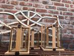 Vierkante houten lantaarns met glazen bak, Ophalen of Verzenden, Hout, Minder dan 25 cm