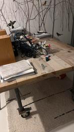 Steigerhouten bureau met steigerpoten op wielen, Huis en Inrichting, Ophalen, Met wielen, Gebruikt, Bureau