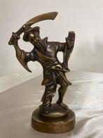 Massieve bronzen Chinese krijger met zwaard 20x11x6 cm, Antiek en Kunst, Antiek | Koper en Brons, Ophalen of Verzenden, Brons