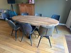 Ovale Eettafel mango hout met 6 Stoelen, Huis en Inrichting, Tafels | Eettafels, Gebruikt, 100 tot 150 cm, Ophalen of Verzenden