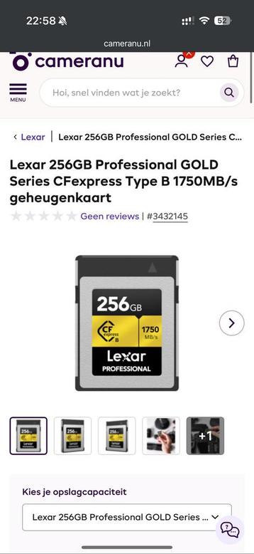 Lexar 256GB GOLD Series CFexpress Type B 1750MB/s beschikbaar voor biedingen