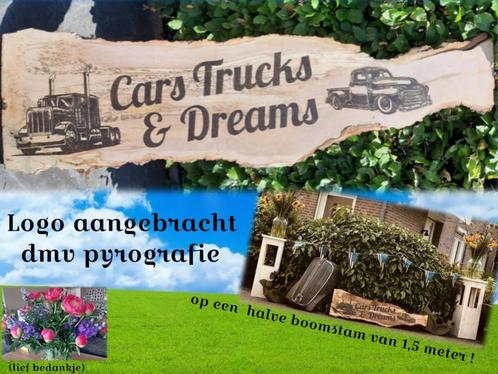 plaquette logo voor school of bedrijf PYROGRAFIE creamar, Huis en Inrichting, Woonaccessoires | Schilderijen, Tekeningen en Foto's