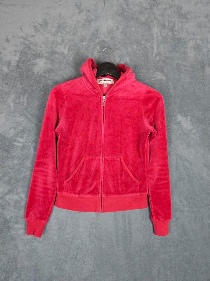 Juicy Couture Vest S Rood Velours Trui Hoodie Y2K, Kleding | Dames, Truien en Vesten, Zo goed als nieuw, Maat 36 (S), Rood, Ophalen of Verzenden