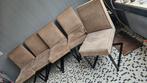 Set van 5 bruine stoelen, Huis en Inrichting, Stoelen, Ophalen, Gebruikt, Bruin, Metaal