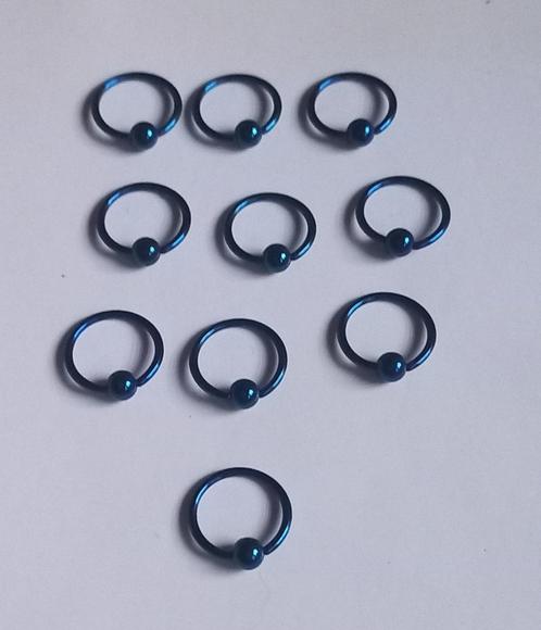 Blauwe piercing ringetjes 1,2 x 10 mm, Sieraden, Tassen en Uiterlijk, Piercings, Nieuw, Staal, Ophalen of Verzenden