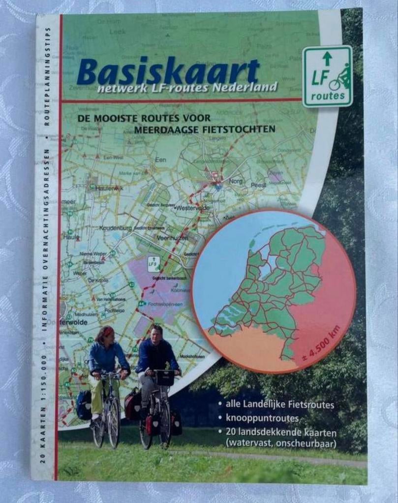 Basiskaart netwerk LF-routes Nederland mooiste fiets routes, Boeken, Atlassen en Landkaarten, 2000 tot heden, Ophalen of Verzenden