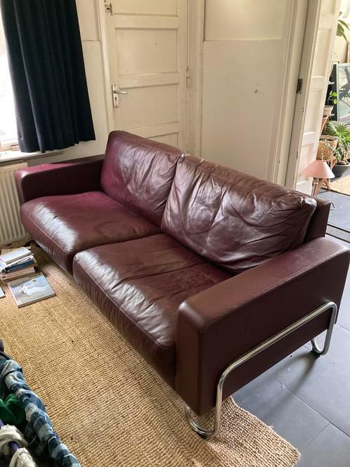 Paarse Gispen bank, Huis en Inrichting, Banken | Bankstellen, Zo goed als nieuw, Leer, Ophalen