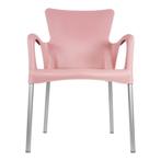 Kunststof stapelstoel met armleuning kleur roze, Nieuw, Kunststof, Ophalen of Verzenden, Overige kleuren